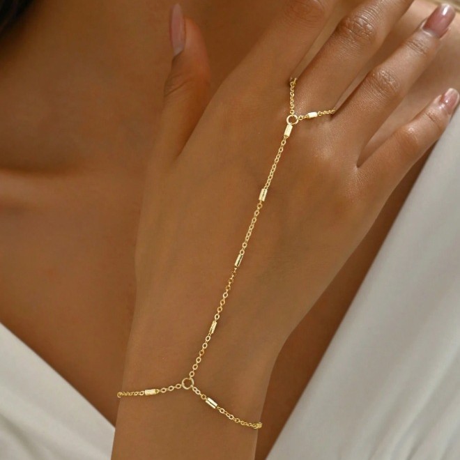 Cross-Border European and American Versatile Bracelets for Women, Summer Fashion, Light Luxury, Unique Minimalist Style, Integrated Chain Bracelet Wholesale