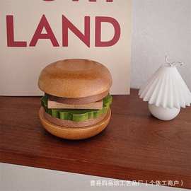创意木质汉堡杯垫卡通桌面装饰隔热垫咖啡杯垫砂锅垫隔热餐垫杯垫