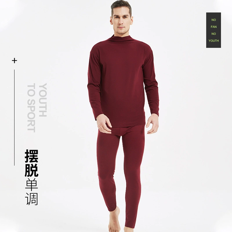 Мужское бесшовное теплое нижнее белье с воротником до локтя, очень большие флисовые подкладки, осенние брюки с подогревом, молодежные бархатные осенние брюки