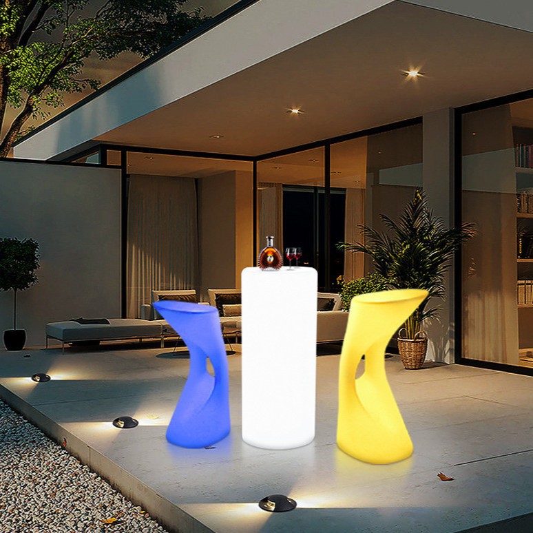 Remote-Controlled Led Light-Up Bar Chair Led Furniture Rotational Molding Light-Up Colorful Furniture Square Small Waist Bar Stool