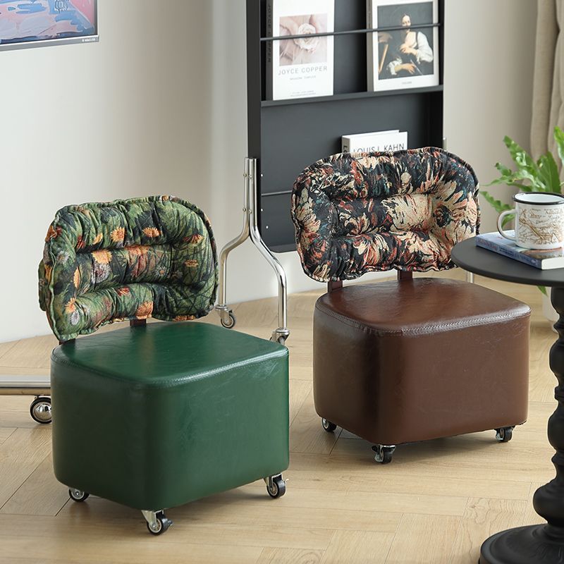 Yoyo Stool Small Chair Home Backrest Sofa Side Stool Creative Pulley Low Stool with Wheels Home Practical Small Stool