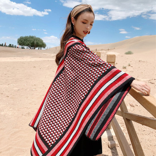 Ethnic Style Retro Desert Travel Shawl, Fashionable Outer Cape, Warm, Comfortable and Breathable Scarf, Imitation Cashmere Cloak