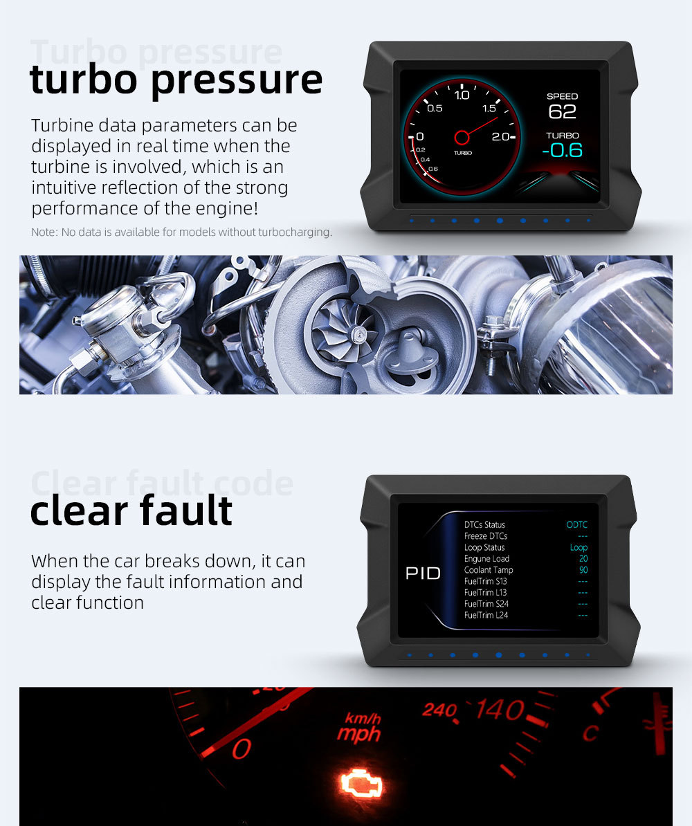 Cross-border multifunctional LCD HUD head-up display car-mounted high-definition OBD automotive instrument digital GPS inclinometer