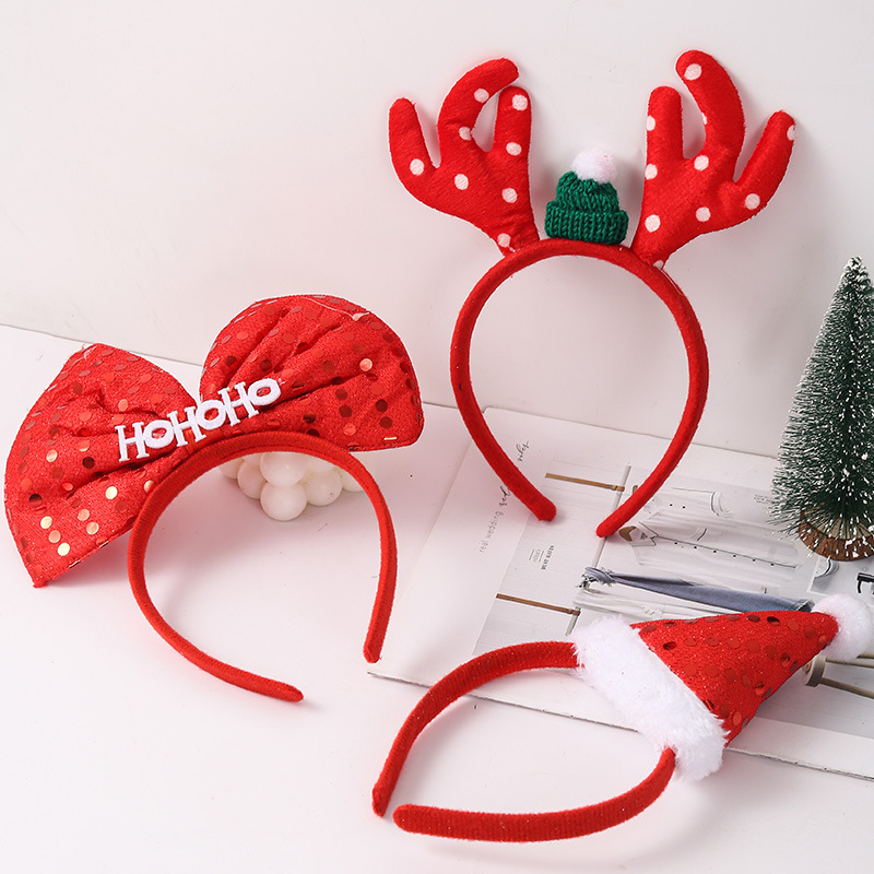 Kerstversiering Hoofdband Kerst eland gewei Sneeuw Hoofd gesp Verkleed Kerstmis volwassen kinderen hoofdband hoofddeksel_voghion.com