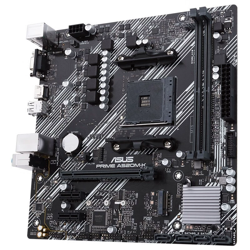 Материнская плата (ASUS A520M-K) — совместима с Ryzen 5600 / 5600G, Micro-ATX, OEM