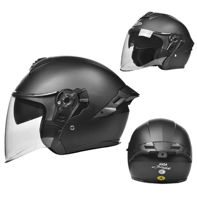 Ad Electric Motorcycle Helmet for Motorcycle Safety Supplies - matt-black-3c-certification-class-a-high-definition-mirror-one-size-fits-all-suitable-for-head-circumference-55-62