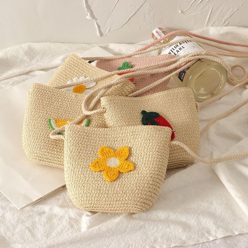 Bag Spring and Summer Princess Key Coin Purse Hand-Woven Children's Bag Mini Fruit Zipper Bag Crossbody Bag
