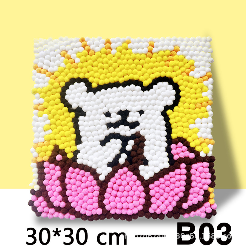 30厘米满铺毛球画蜡笔小新手工益智毛球画材料包批发摆摊装饰送人|undefined