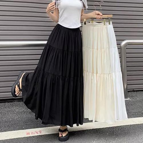 Women's High-Waisted Semi-Body Skirt with Design Sense, Summer 2024 New French Style, Versatile Large A-Skirt Hem, Casual Long Dress, Instagram Style