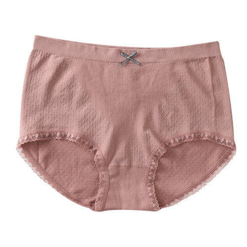 Large size women's underwear Japanese seamless lace pure cotton crotch antibacterial seamless tummy control butt lift breathable mid-waist briefs