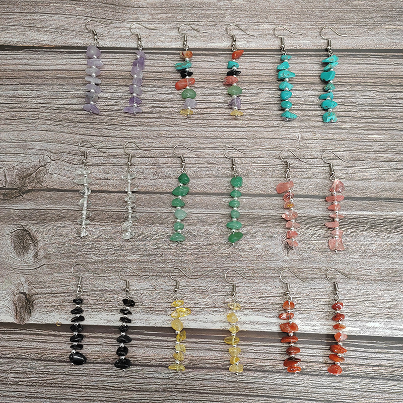 Women'S Gender Women'S Natural Stone Healing Geometric Drop Earrings Healing Crystals Jewelry