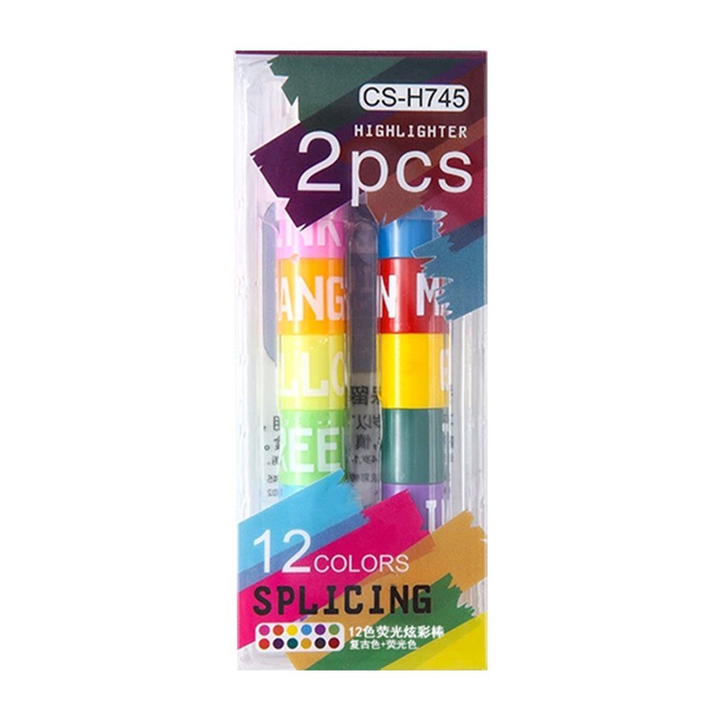 Tiempo de tiempo de extinción de resaltador sólido adorable pluma multicolor creativa retro graffiti pluma 12 colores empalme puntos marcador de línea