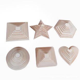 Cross-border direct sales round wood pieces five-pointed star rectangle and other diy wood crafts creative new style home decorations