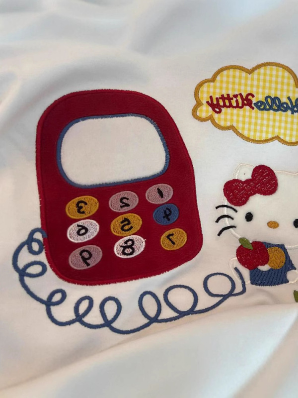 ヘビー刺繍ピュアコットンコントラストホワイト半袖Tシャツレディースゆったり万能夏香港風シックな半袖トップス|undefined