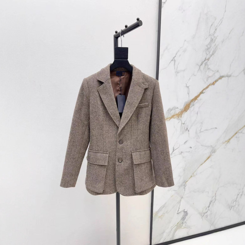 Shenzhen Nanyou 25 Autumn and Winter Style Retro Double Flap Pocket Pants Lapel Herringbone Woolen Waist Slimming Look Suit Jacket