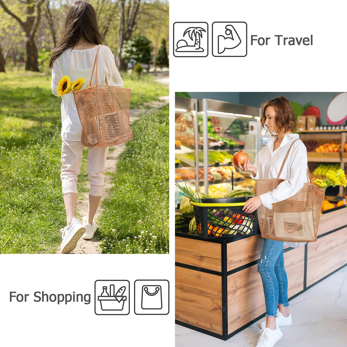 Große Strandtasche Aus Mesh Für Damen Schultertasche Tasche_voghion.com