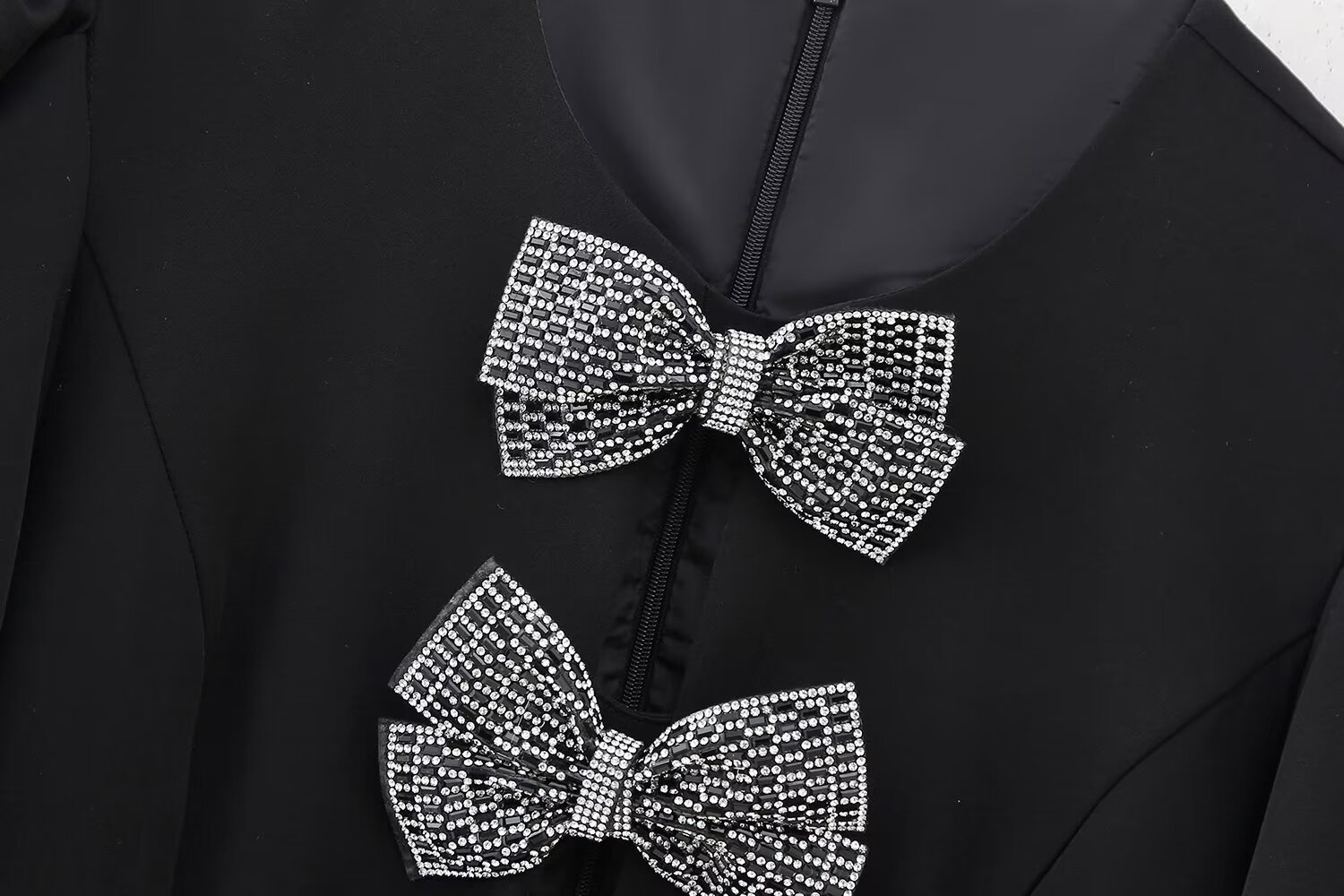 Wholesale Women's Elegant Sexy Solid Color Bow Knot Holiday Cocktail Party Round Neck Short Sleeve Black Dress display picture 2