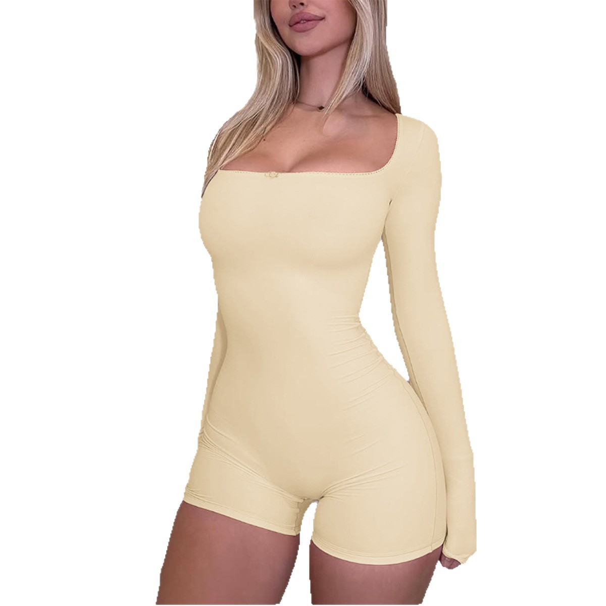 Women's Clothing Women's Long Sleeve Yoga Sports Jumpsuit Tight Fitting Shorts Style Autumn Winter Clothing Long Sleeve For Formal & Casual_ecoleips.com