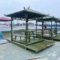 Настоящий бамбуковый плот, бамбуковая лодка, водный ресторан, плот на реке Ли, водный рафтинг, бамбуковый плот, ручная поддержка, фабрика
