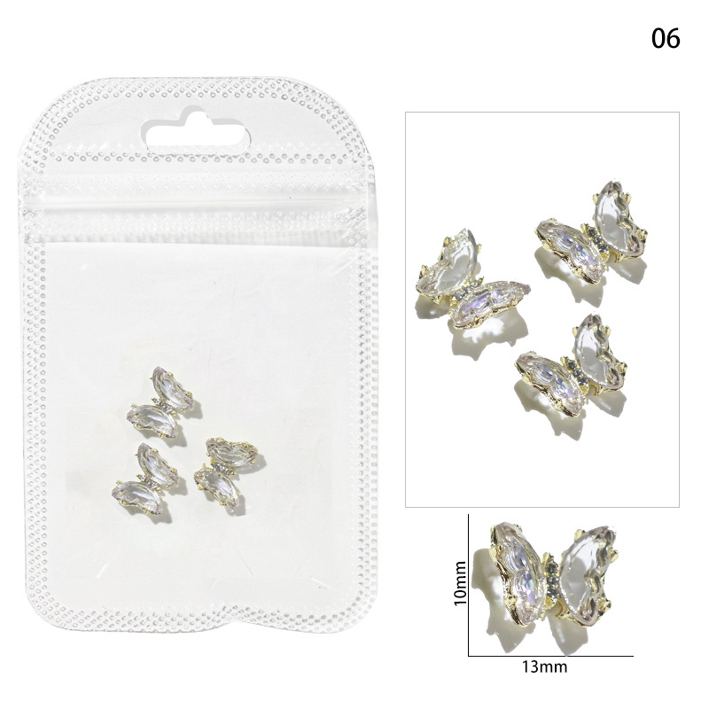 Accesorios de mariposa de uñas aurora uñas joyas de metal accesorios de uñas joyas de diamantes de imitación de uñas joyas pequeñas
