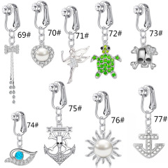 New Cross-border Amazon Bestseller, Multiple Diamond-encrusted Zirconia Earrings, Stainless Steel Piercing-Free Navel Ring