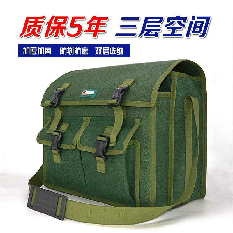 Двухслойная сумка для инструментов, утолщенная парусиновая сумка для плотника, каменщика, строительного рабочего, многофункциональная сумка через плечо, сумка для хранения, сумка для электрика