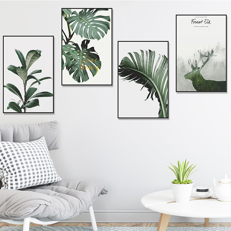 Simple Tropical Green Plant Leaf Flat Rectangular Photo Frame Wall Sticker display picture 5