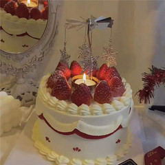 Ins Rotating Candle Holder Scented Candle Cup Creative Home Decor Ornament Dreamy Maiden's Heart Gift Carousel Cake Ornament