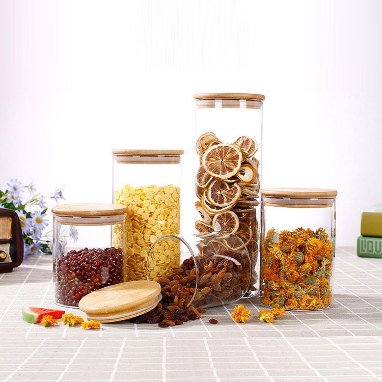 批发耐热厨房储物罐收纳罐食品糖果玻璃瓶杂粮干货密封玻璃罐带盖