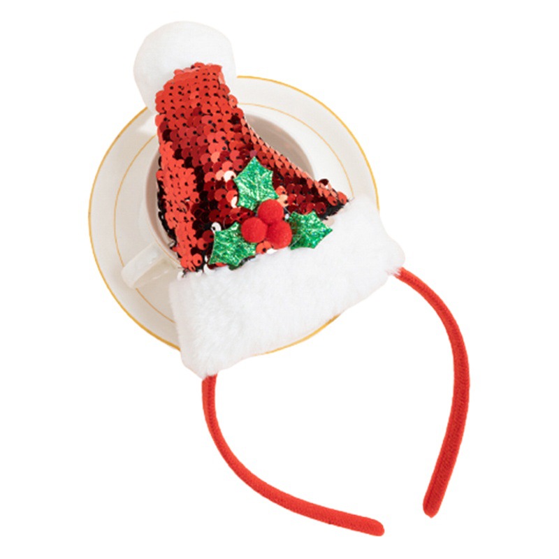 Cross-border caliente nueva diadema de Navidad lindo sombrero de Navidad accesorios para el cabello fiesta de fiesta bola de pelo decoración tocado