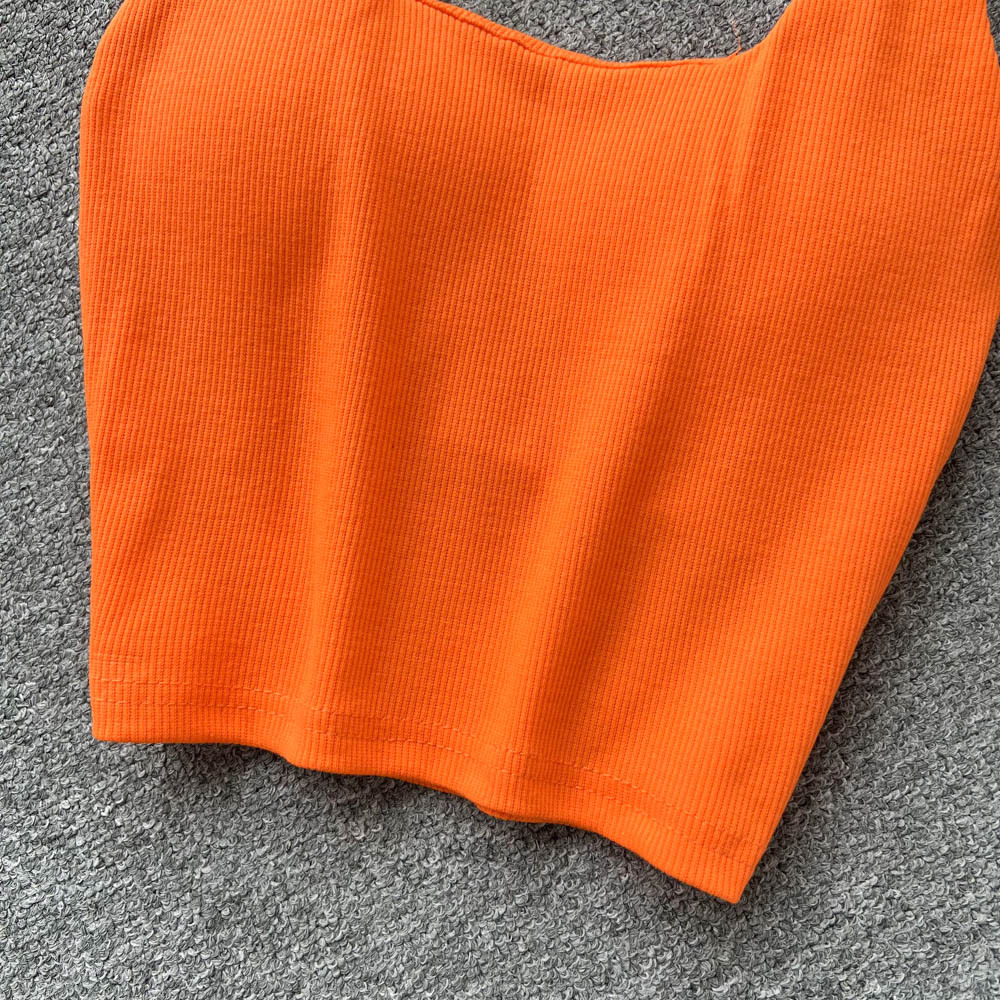 84g Weight Cotton, Rib Fabrics Fabric Type Short Top Length Vest Tops Type Holiday, Banquet, Daily Occasion Halter Neck Neckline Slim Fit Type Solid Color Pattern Summer Season Women's Gender Elegant, Streetwear Style Wholesale Women's Elegant Streetwear Solid Color Tank Tops 6