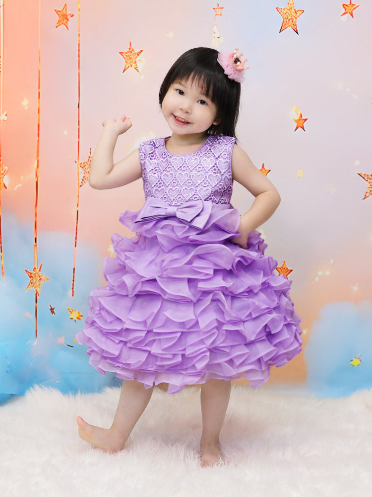 Vestido infantil sin mangas vestido de princesa amor de encaje vestido de fiesta vestido de niña pequeña