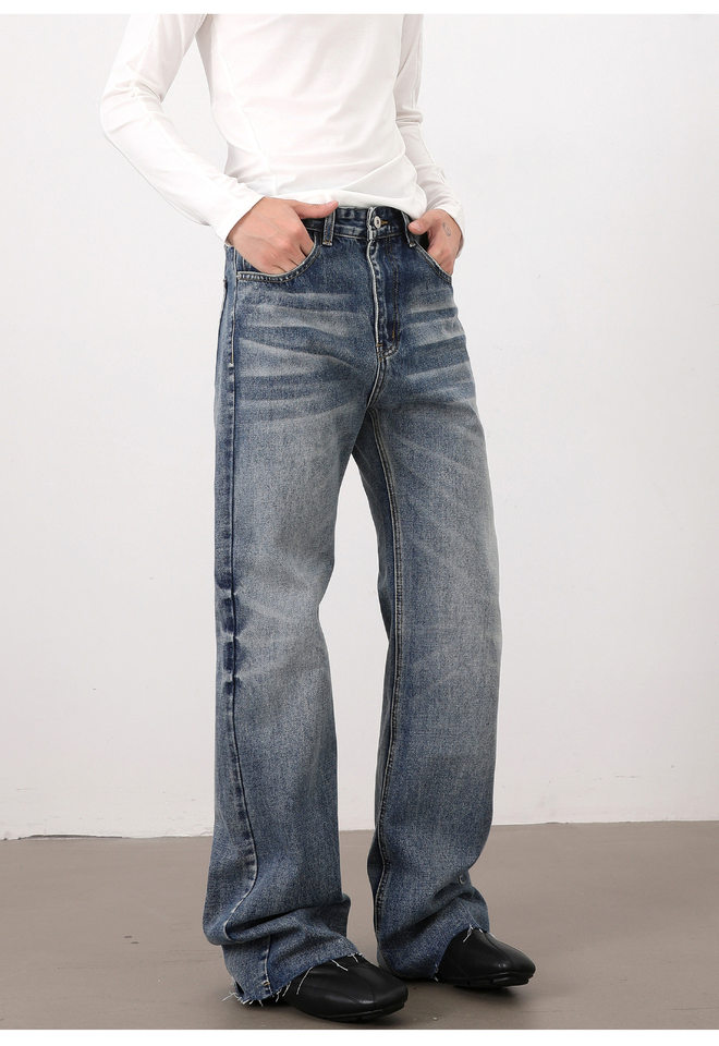 Quần jeans nam dáng loe nhẹ ống đứng cạp vừa phong cách Hàn Quốc — Màu xanh dương chi tiết 14