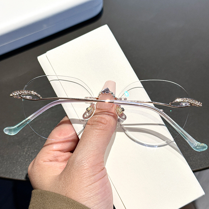 純欲超輕眼鏡框無框近視眼鏡框可配度數防藍光切邊無框鏡架0619-C