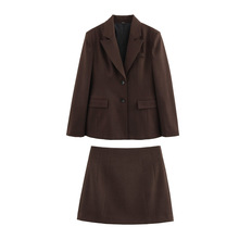 欧美风跨境外贸女装2025时尚西装套装 西装X5023半身裙X5024