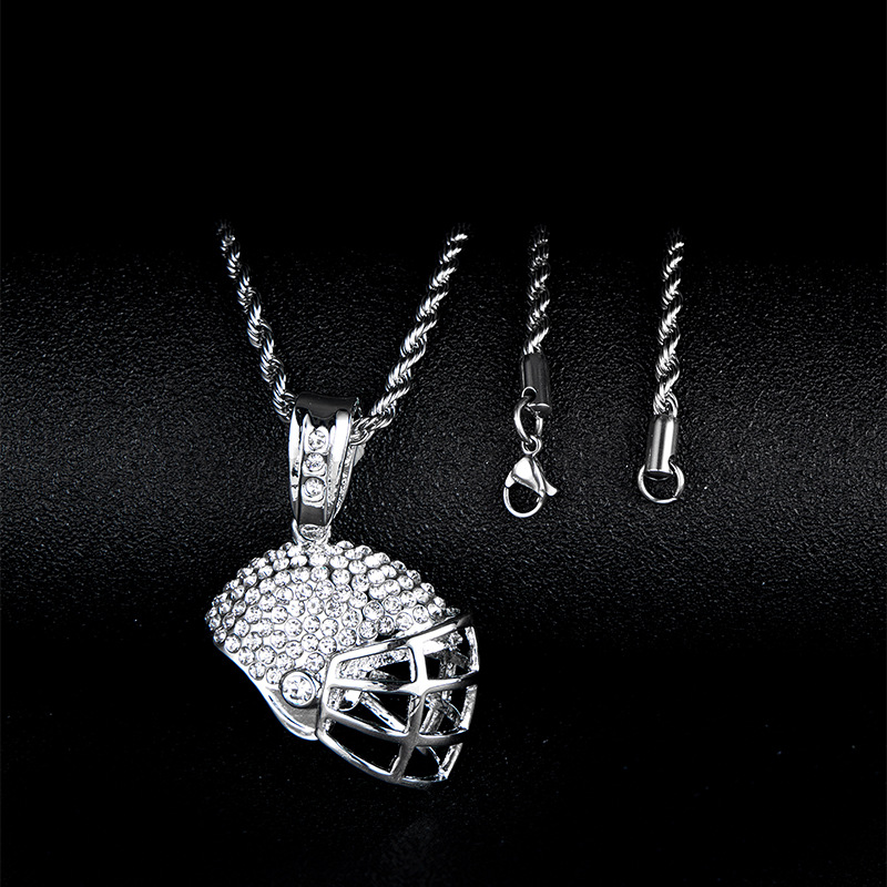 Unisex Hip-hop Rugby Helmet Plating Rhinestone Alloy Pendant Necklace display picture 5
