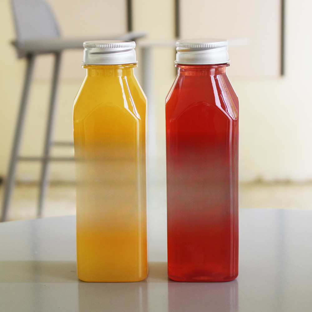 Botella de jugo de frutas y verduras en ayuno ligero, botella de agua supermodelo, botella de bebida desechable, taza de plástico recién exprimido PET, taza de té con leche