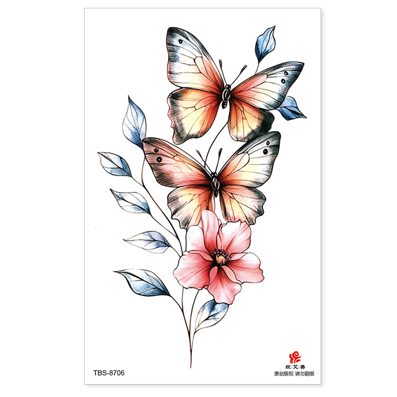 New Waterproof Tattoo Stickers Butterfly Beast Animal European and American Tattoo Stickers Temporary Personalized Tattoo Tattoo