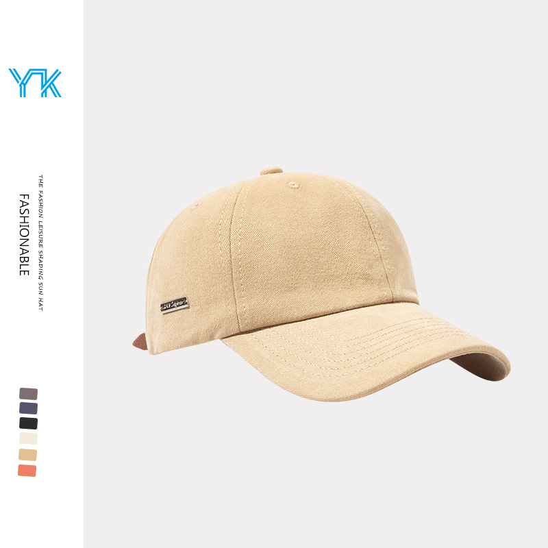 铁标光身棒球帽女街头户外直播纯色鸭舌帽易搭配帽子潮男防晒潮帽