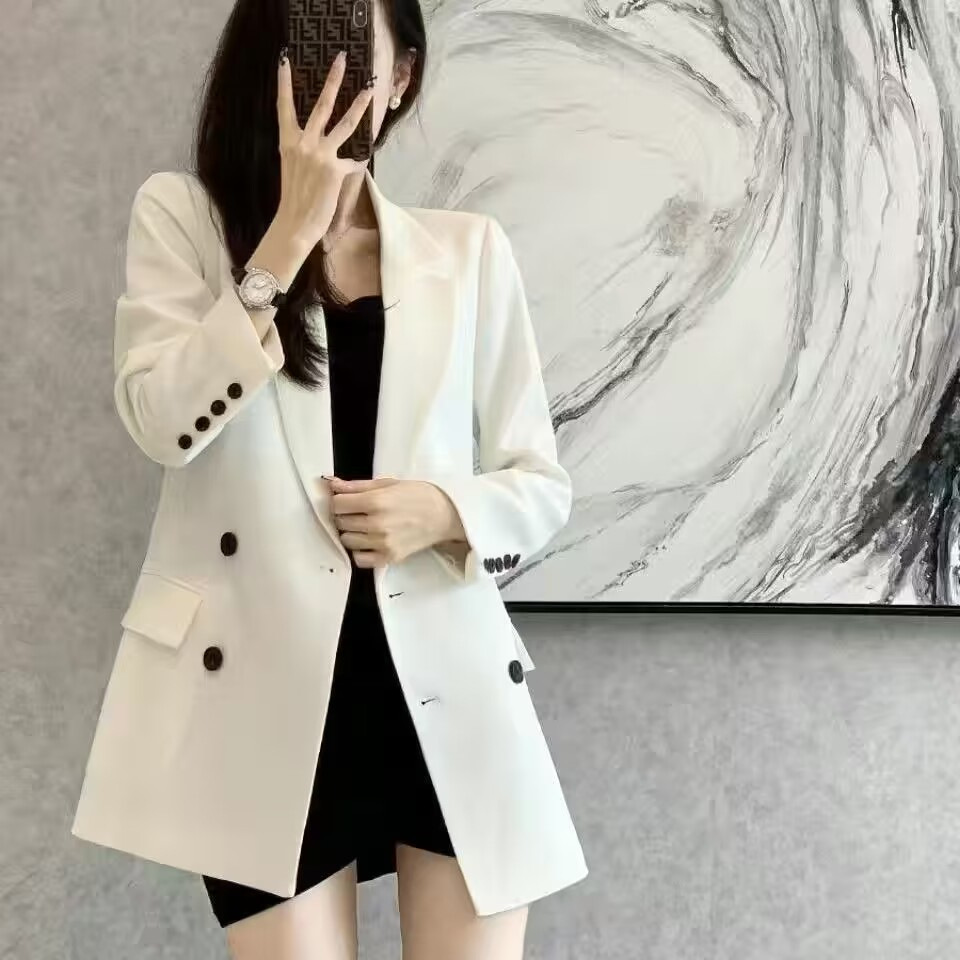 Saco Blazer Estilo Británico para Mujer de Poliéster Cierre de Botón para Uso Casual y Formal