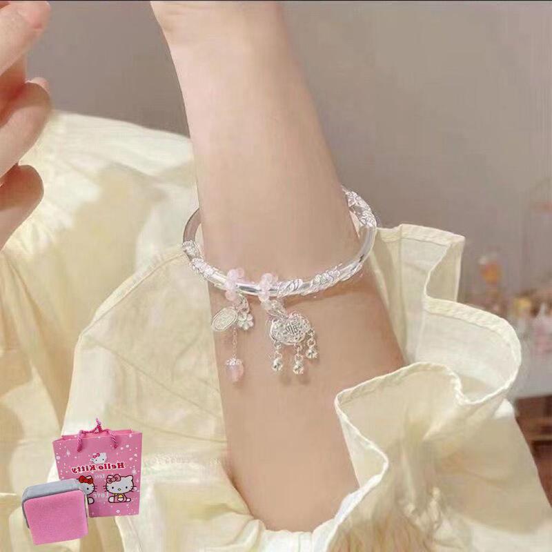 Silver Peace Lock Bracelet for Women, High-End Peace Lock, Auspicious Cloud, Niche Versatile Decoration for Girlfriend