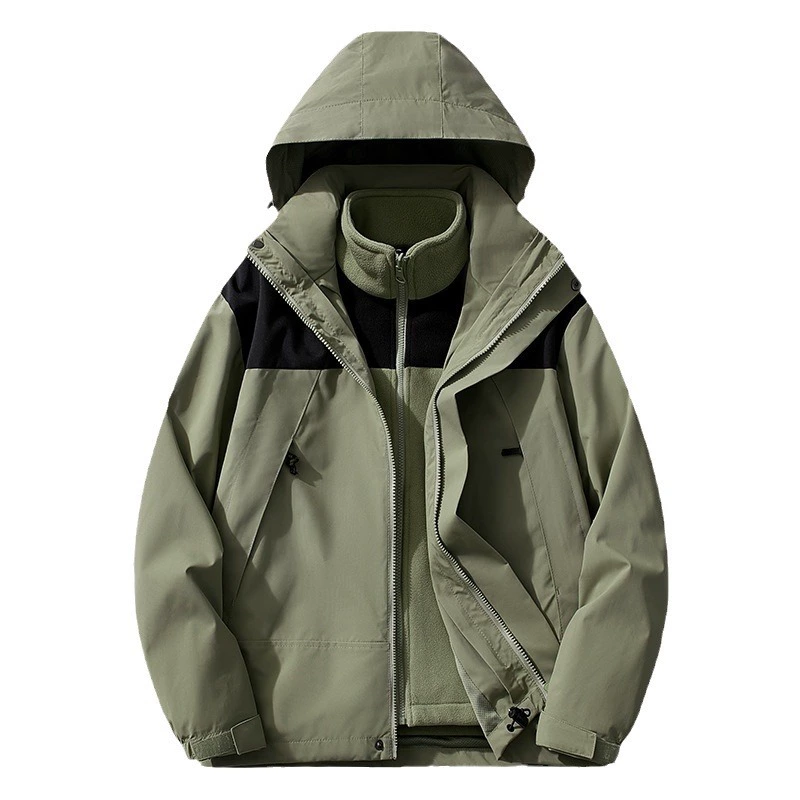Travel climbing waterproof windproof autumn jacket for men and women, three in one