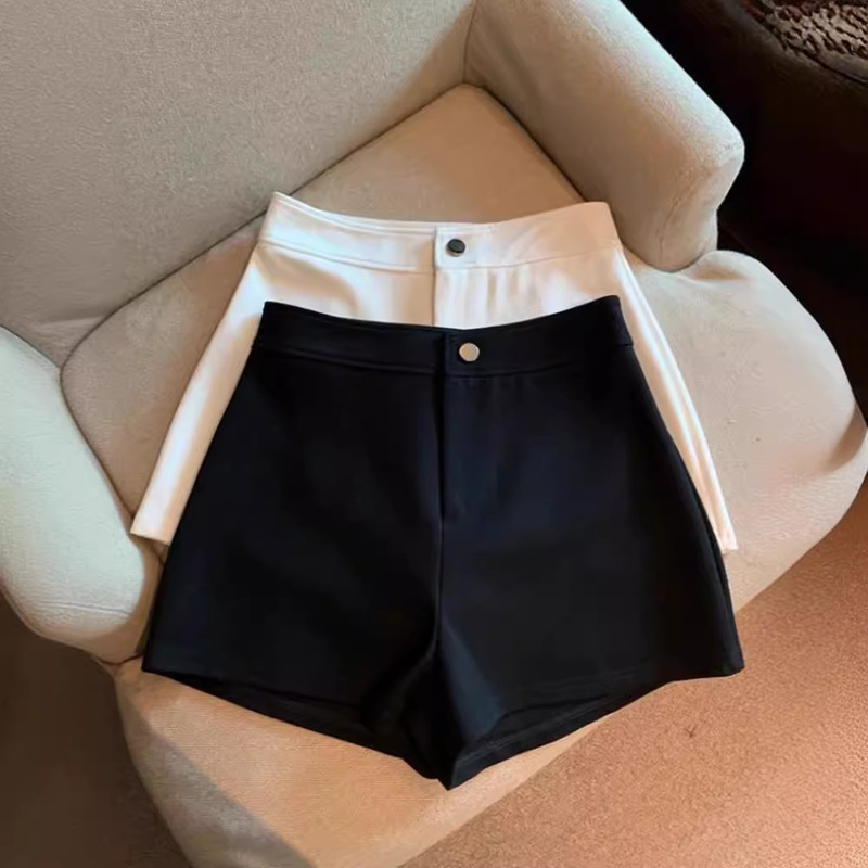 Black Lower Body Missing Suit Shorts Women's 2024 Summer High Waist Slimming A- line Tight Stretch Hot Pants for Hot Girls Black Lower Body Missing Suit Shorts Women's 2024 Summer High Waist Slimming A- line Tight Stretch Hot Pants for Hot Girls