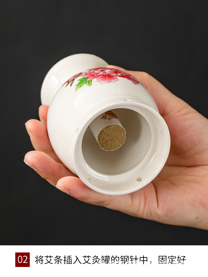 Ceramic Double-Layer Moxa Cup Multi-Function Moxibustion Box Full Body Handheld Gua Sha Jar key features
