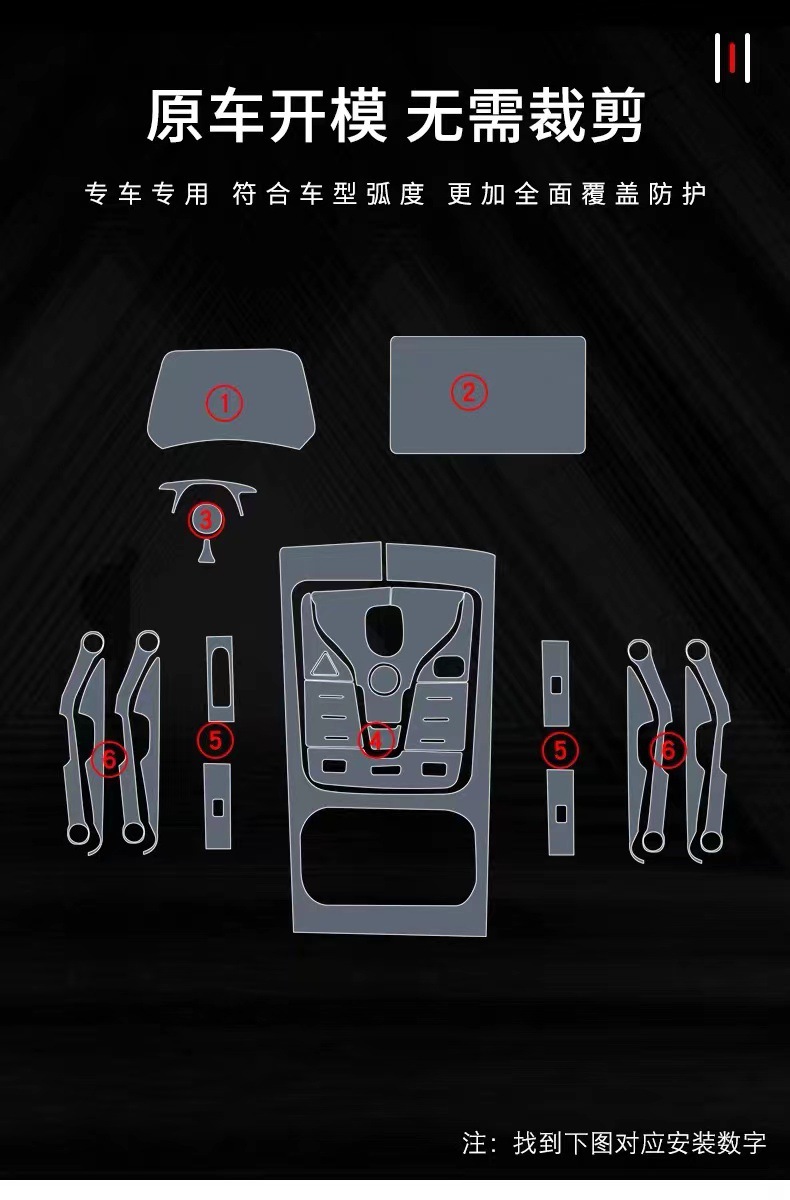 Suitable for 22-24 BYD Yuan Plus interior film, center console modification, interior protection film for car interior use