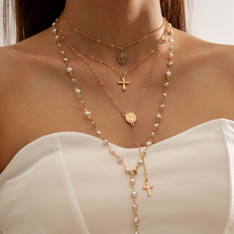 European and American Cross-Border Tassel Layered Starfish Imitation Pearl Fashion Niche Design Cross Clavicle Chain Y-Shaped Necklace European and American Cross-Border Tassel Layered Starfish Imitation Pearl Fashion Niche Design Cross Clavicle Chain Y-Shaped Necklace