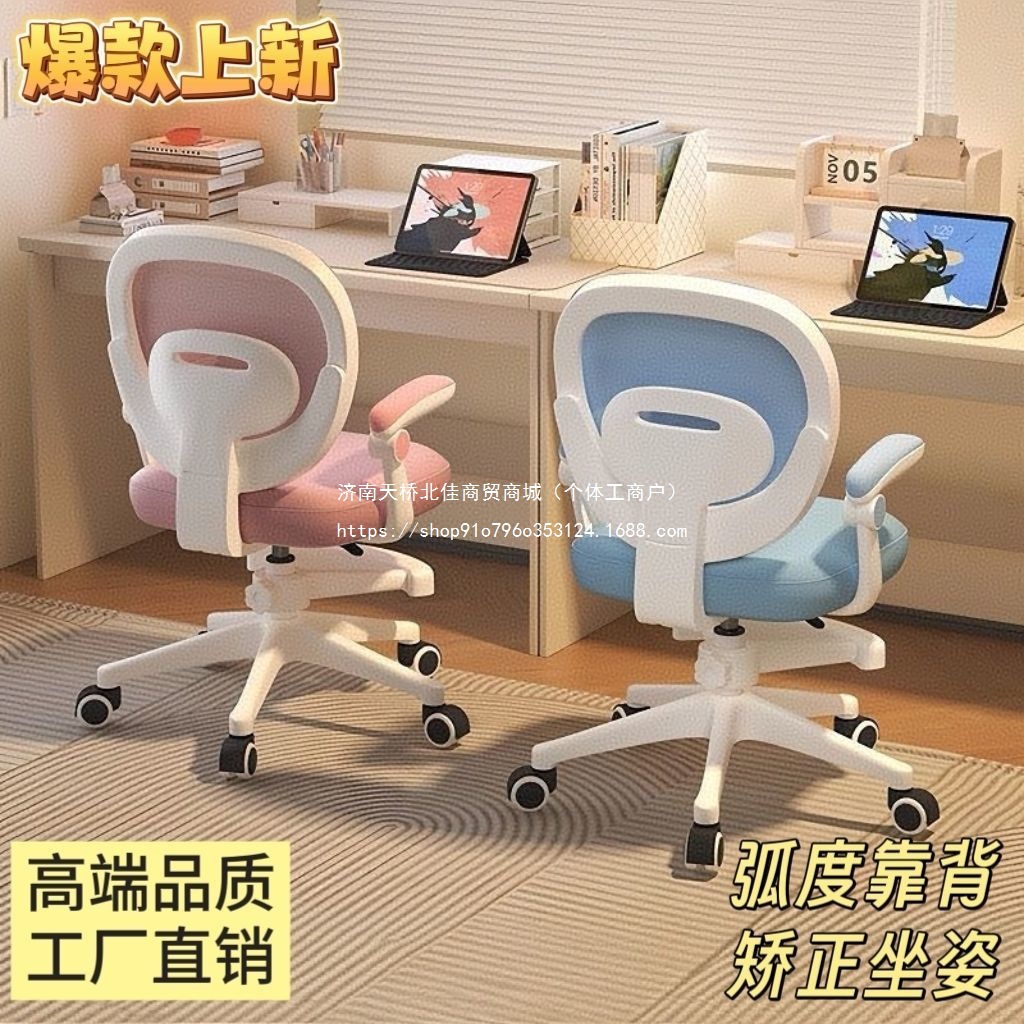 Primary School Student Desk Chair Children's Learning Chair Can Be Lifted and Adjusted Home Writing Chair to Correct Sitting Posture Backrest Stool