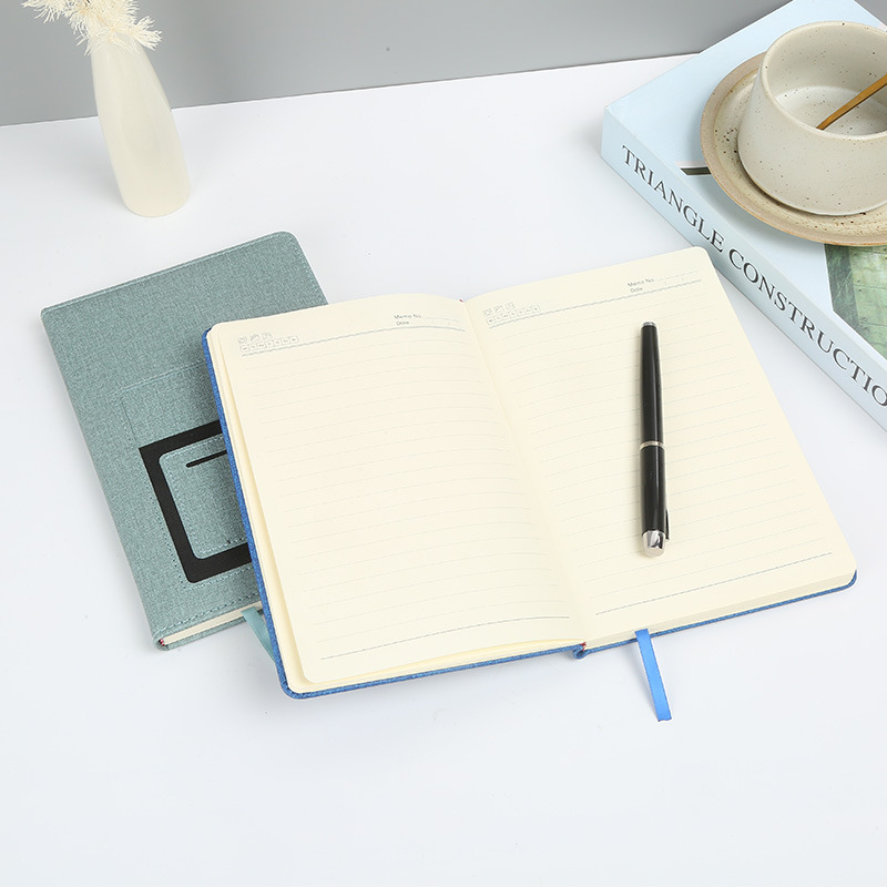 코튼 천 컬러 변환 PU 노트패드 커버 모바일 폰 포켓 가죽 비즈니스 노트북