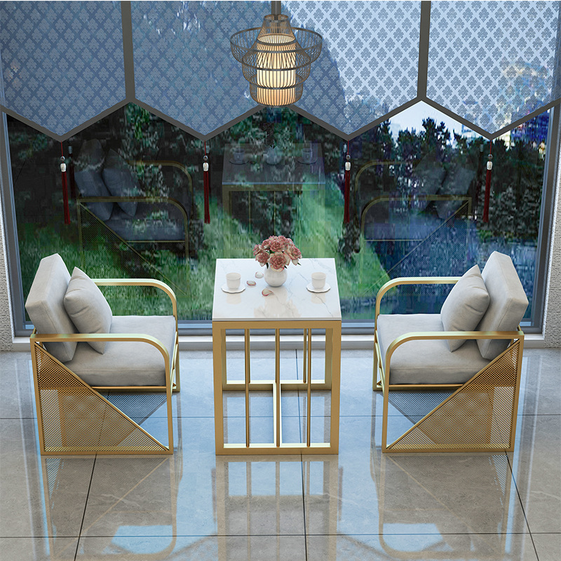 Cafe Double Booth Sofa Chair Milk Tea Shop Table and Chair Set Nordic Style Trendy Restaurant Dessert Shop Leisure Dining Table