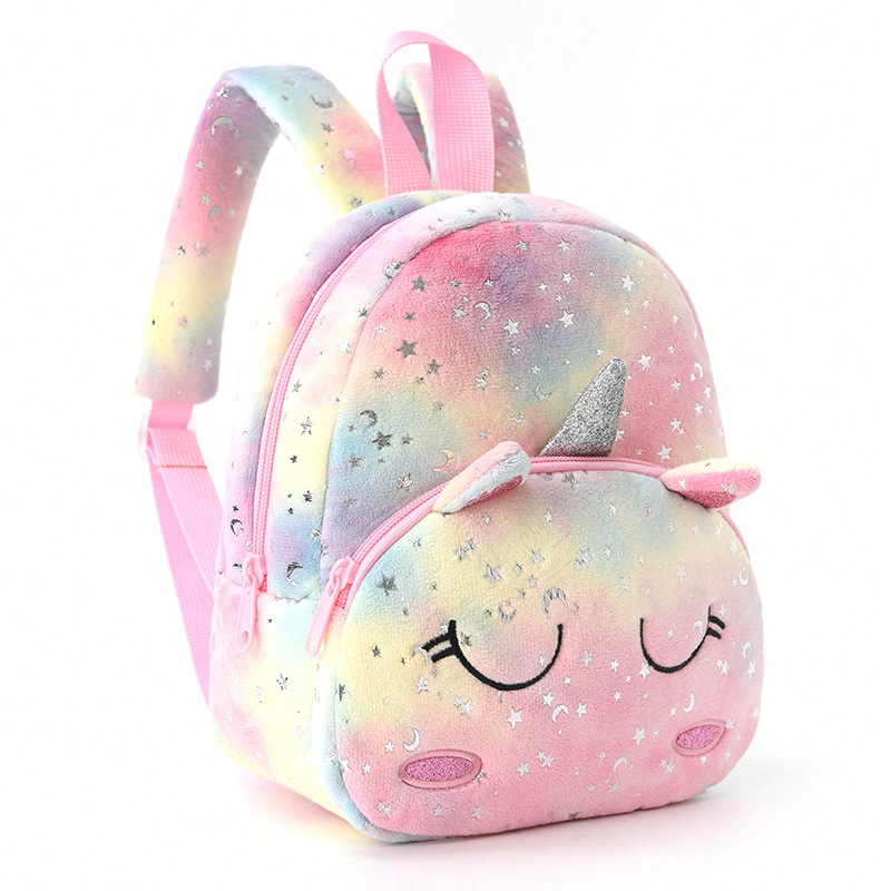 Transfronteriza nueva felpa unicornio de dibujos animados mochila de los niños mochila de la taleguilla de la muchacha Linda pequeña mochila